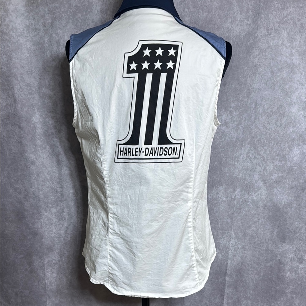 Harley-Davidson White Tank Top with Patriotic Graphic